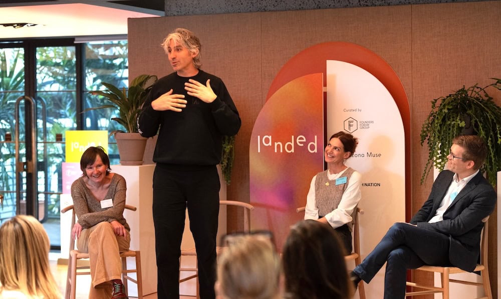 Nicky Wightman (Savills), George Lamb (Wildfarmed), Sarah Langford (Author, Rooted) & Simon Haldrup (Agreena) at Landed 2025.