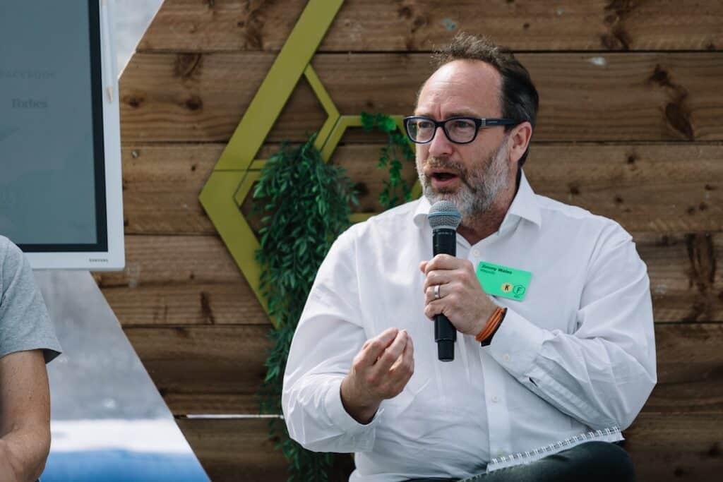 Wikipedia's Jimmy Wales at Founders Forum Global in 2021.